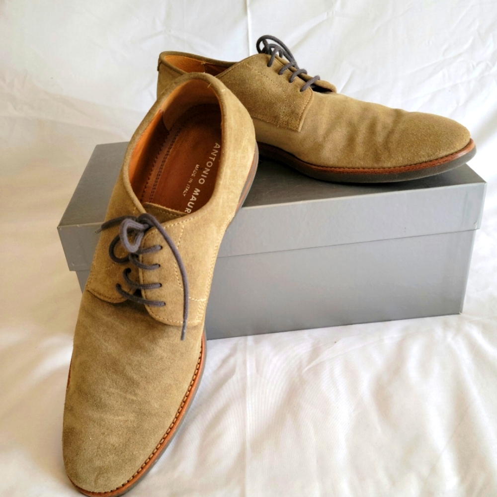 Antonio Maurizi Men's Plain Toe Oxfords Size 41 Taupe